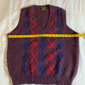 BILLY KELLY Vest L vintage argyle 100% Shetland wool.Made in Ireland